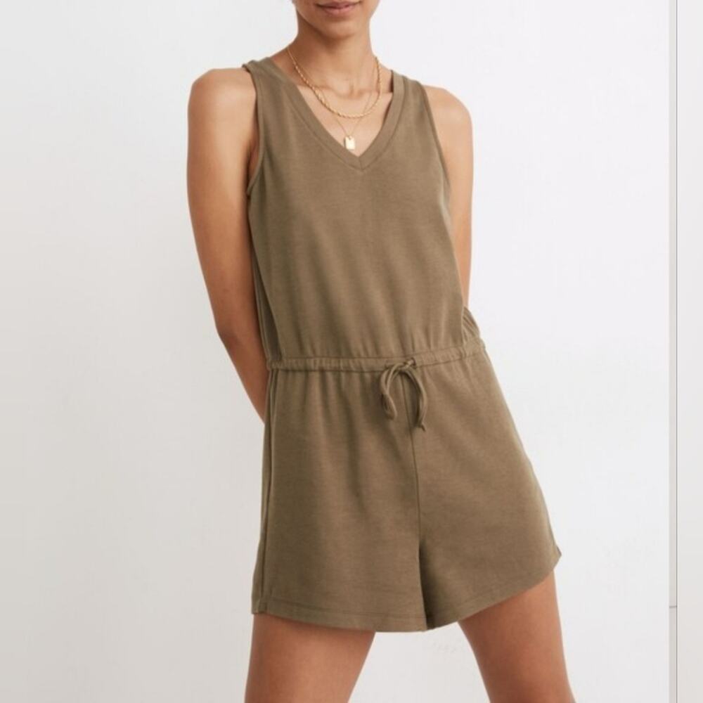 MWL Breeze Drawstring Romper Olive Green Sleeveless Women's Size M